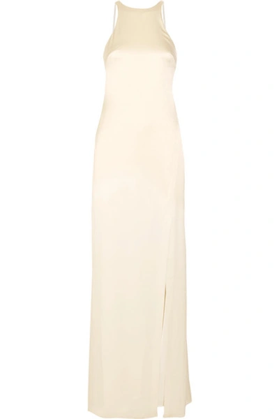 Shop Halston Heritage Open-back Satin Gown In Cream