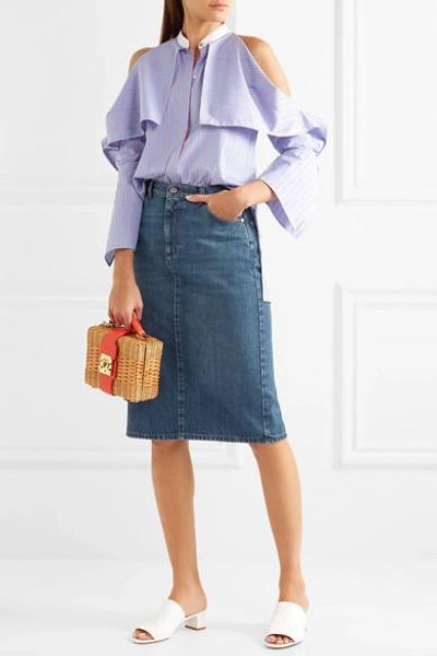 Shop Alexa Chung Denim Skirt In Mid Denim