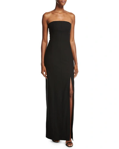 Elizabeth And James Carly Paneled Strapless Ponte Gown, Cardinal In Black