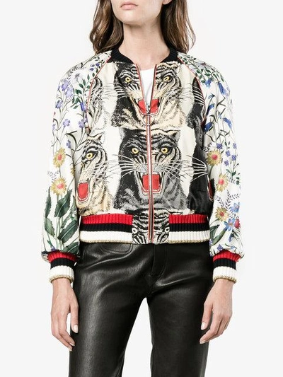 Shop Gucci Patchwork Print Bomber Jacket