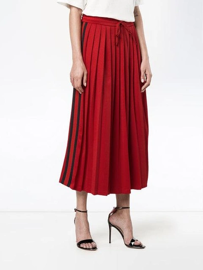 Shop Gucci Pleated Web Skirt - Red