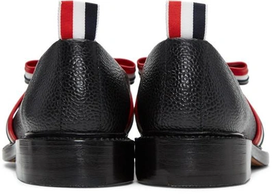 Shop Thom Browne Black And Tricolor Bow Loafers In 001 Black