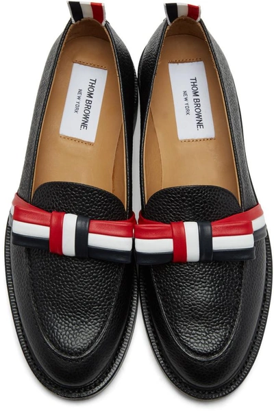 Shop Thom Browne Black And Tricolor Bow Loafers In 001 Black