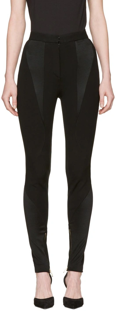 Shop Versace Black Panelled Stretch Leggings In A1008 Black