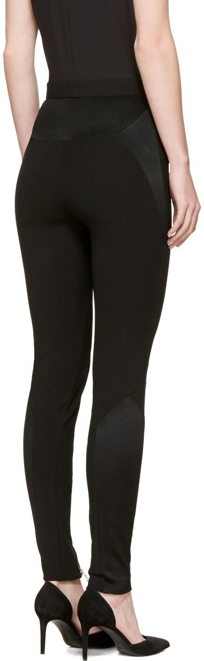 Shop Versace Black Panelled Stretch Leggings In A1008 Black