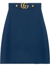 Gucci Crêpe Wool Silk Skirt In Blue