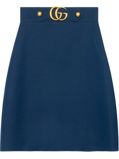 Gucci Crêpe Wool Silk Skirt In Blue