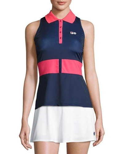 Fila Mb Court Central Sleeveless Polo Shirt In Red