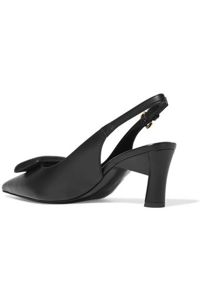 Shop Marni Embellished Leather Slingback Pumps In Black