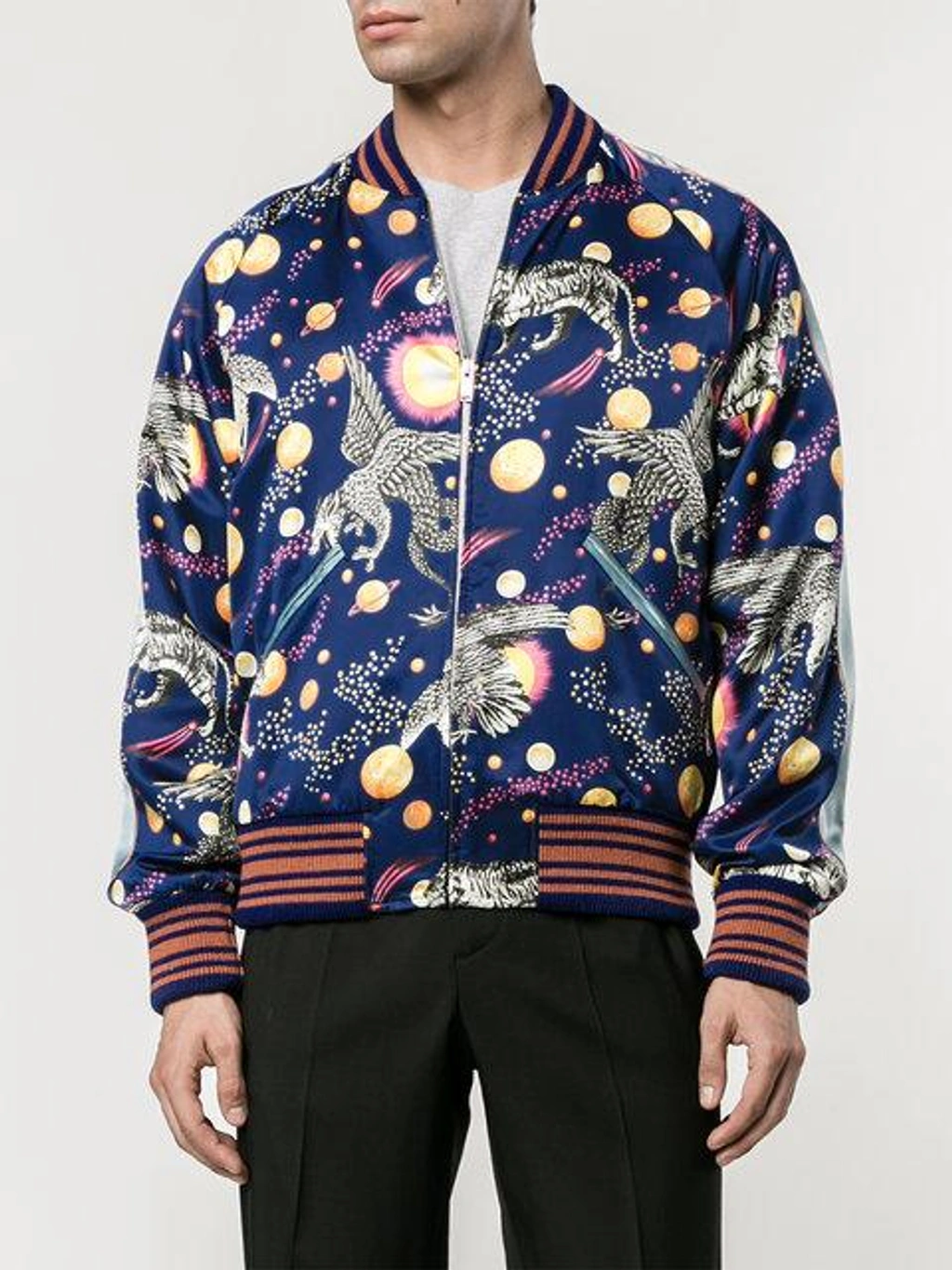 Gucci Space Animals Print Bomber Jacket In Navy ModeSens