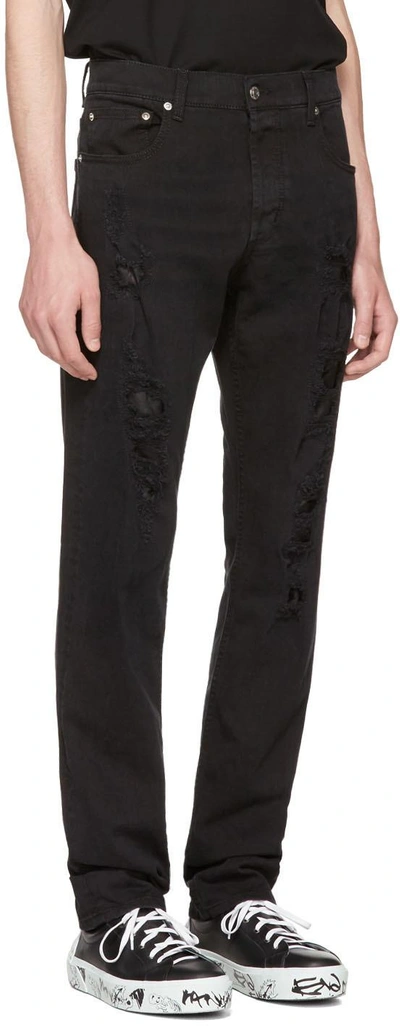 Shop Alexander Mcqueen Black Distressed Jeans In 1001 - Black