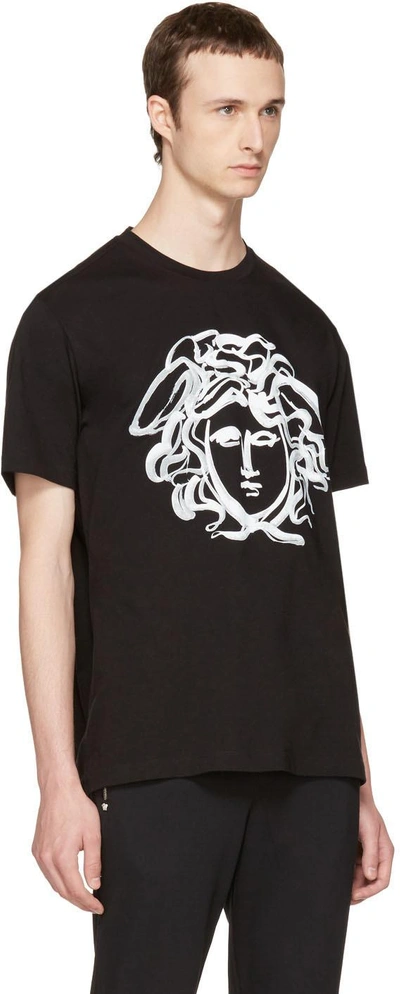 Shop Versace Black Painted Medusa T-shirt