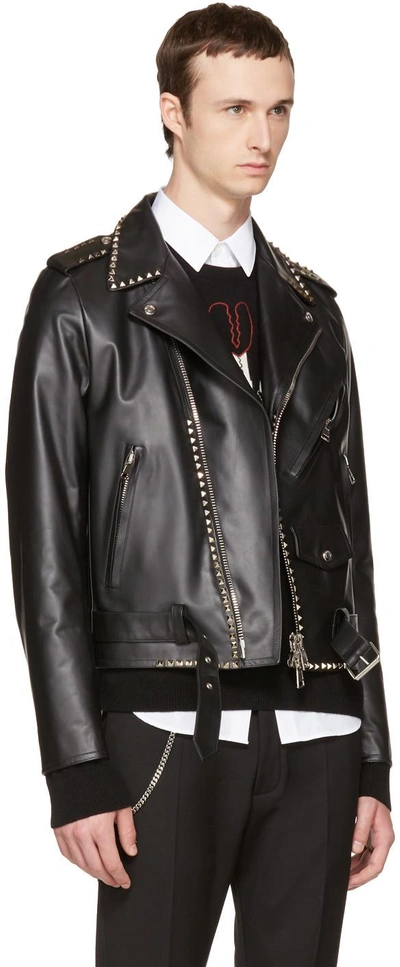 Shop Valentino Black 'rockstud Untitled' 20 Leather Jacket