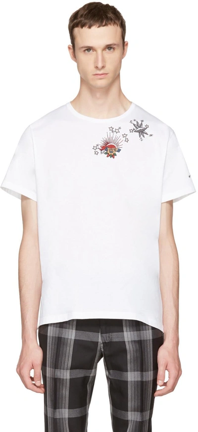 Shop Valentino White Embroidered Tattoo T-shirt
