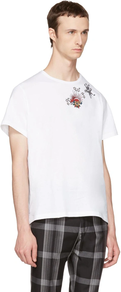 Shop Valentino White Embroidered Tattoo T-shirt