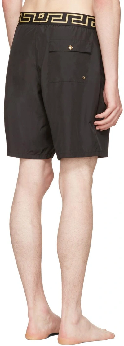 Shop Versace Black Medusa & Greek Key Swim Shorts