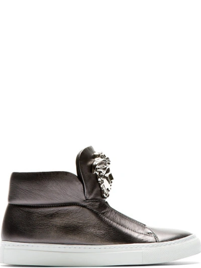 Versace Gunmetal Leather Medusa High-top Sneakers