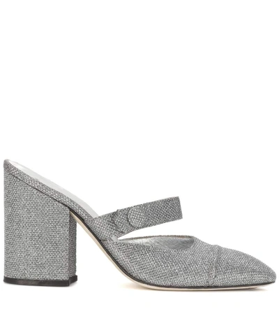 Shop Alexa Chung Metallic Mules In Silver