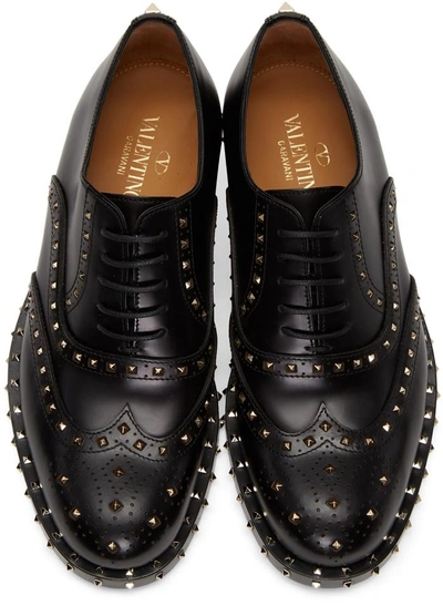 Shop Valentino Black  Garavani Rockstud Brogues In 0no Black