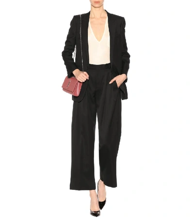 Shop Saint Laurent Wool High-waisted Trousers In Black