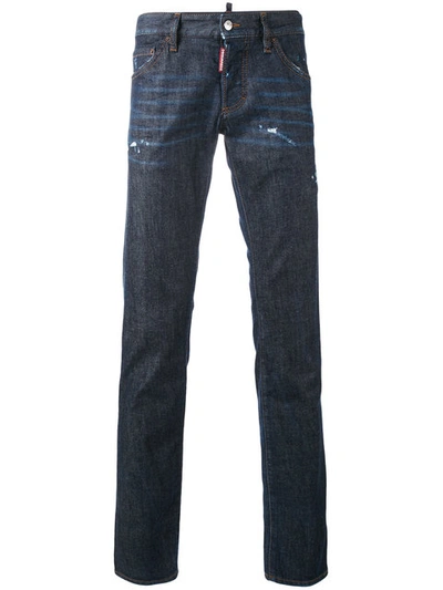 Shop Dsquared2 Distressed Slim Jeans In Blue