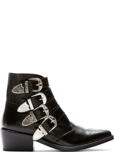 Toga Black & Silver Western Buckle Boot
