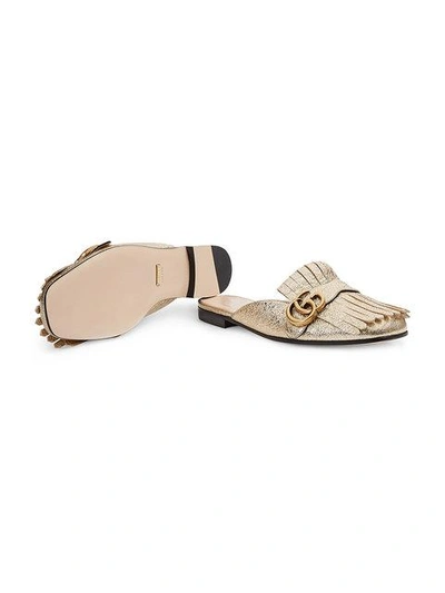 Shop Gucci Gold Marmont Leather Mules In 7100