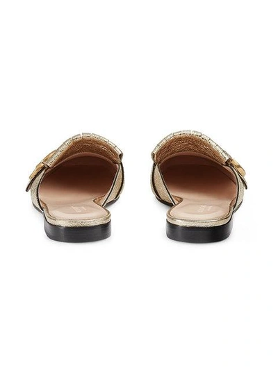 Shop Gucci Gold Marmont Leather Mules In 7100