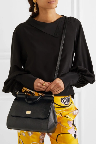 Shop Dolce & Gabbana Siciliy 仿蜥蜴纹中号皮革手提包