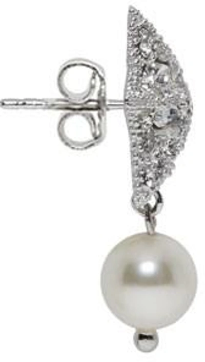 Shop Miu Miu Silver Crystal & Pearl Star Earrings