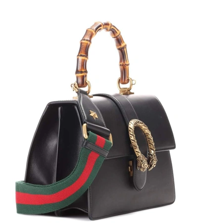 Shop Gucci Dionysus Medium Leather Shoulder Bag In Black