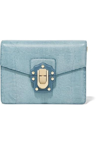 Shop Dolce & Gabbana Lucia Lizard-effect Leather Shoulder Bag In Light Blue