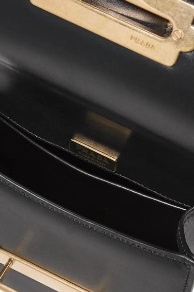 Shop Prada Pionnière Leather Shoulder Bag In Black