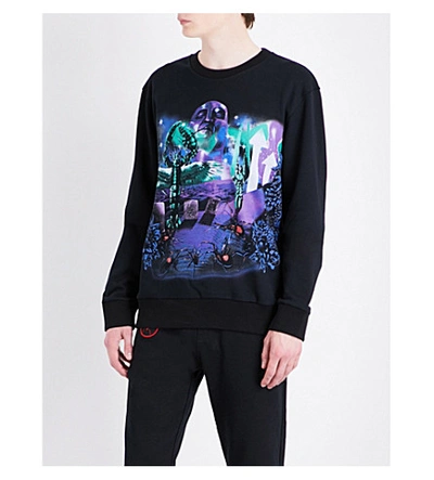 Shop Lanvin Graphic-printed Cotton-jersey Sweatshirt In Black