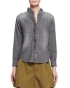 ISABEL MARANT ÉTOILE AWENDY RUFFLED CHAMBRAY SHIRT, GREY