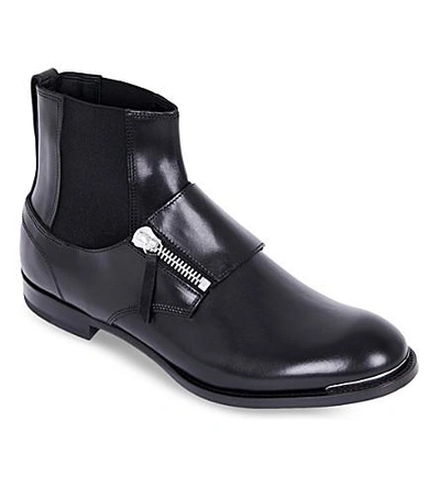 Shop Alexander Mcqueen Leather Chelsea Boots In Black