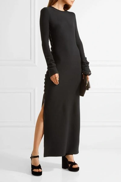 Shop The Row Miel Lace-up Stretch-wool Maxi Dress