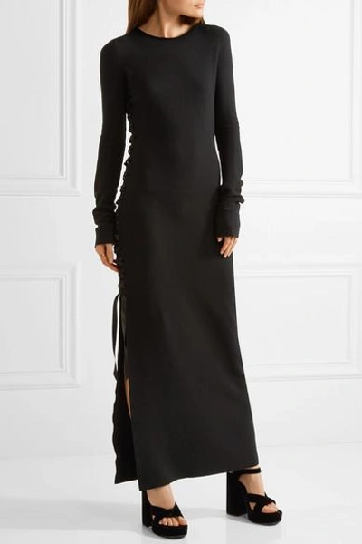 Shop The Row Miel Lace-up Stretch-wool Maxi Dress