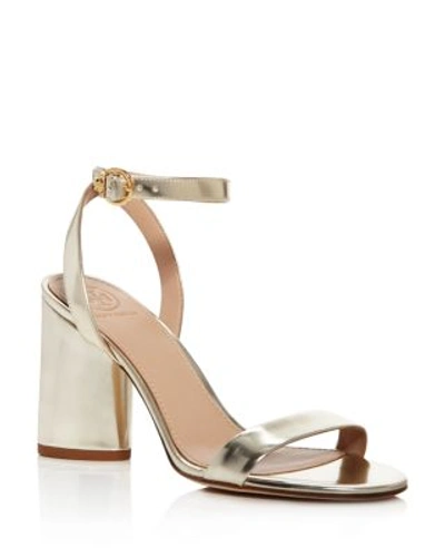 Tory Burch Elizabeth Metallic Leather Ankle Strap High Heel Sandals In Spark Gold