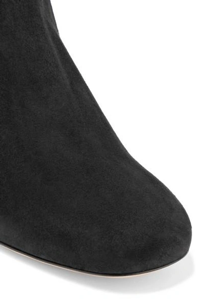 Shop Miu Miu Crystal-embellished Suede Ankle Boots