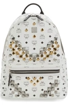 MCM MEN'S MCM MEDIUM STARK - VISETOS STUDDED LOGO BACKPACK - WHITE,MMK6SVE18