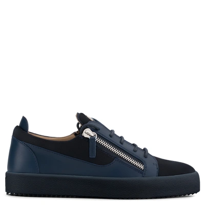 Giuseppe Zanotti - Suede And Leather Low-top Sneaker Frankie In Blue