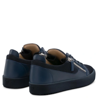 Shop Giuseppe Zanotti - Suede And Leather Low-top Sneaker Frankie In Blue