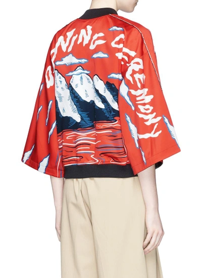 Shop Opening Ceremony Mountain Print Kimono Sleeve Reversible Silk Bomber Jacket