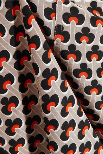 Shop Marni Asymmetric Printed Silk Crepe De Chine Midi Skirt