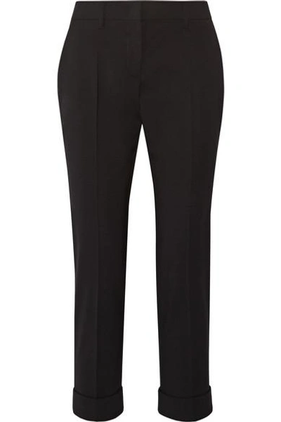 Shop Prada Stretch-wool Slim-leg Pants In Black