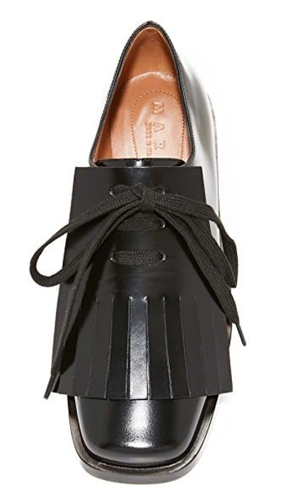 Shop Marni Lace Up Flats In Black