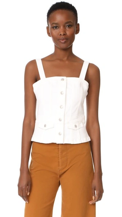 Madewell Denim Button Front Top In Pure White