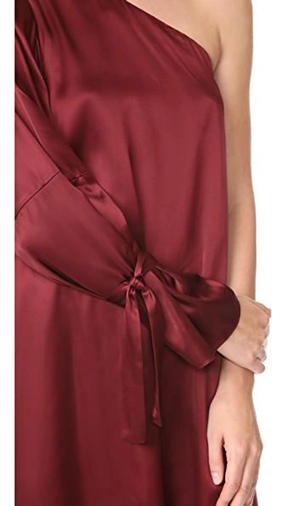 Shop Tanya Taylor Satin Viscose Leah Dress In Burgundy