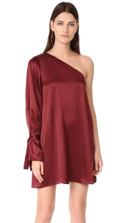 Tanya Taylor Satin Viscose Leah Dress In Burgundy